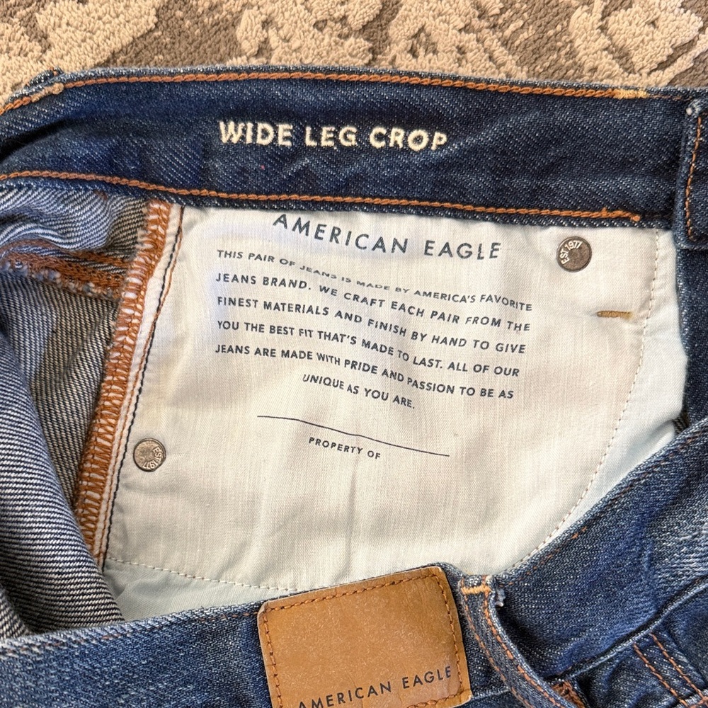 American Eagle Outfitters Women's Dark Blue wide Leg Jeans - Picture 3 of 4